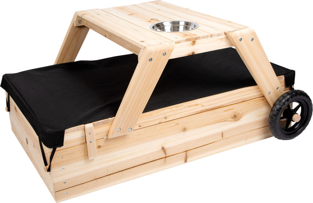 Sandkasten mit Sitzgruppe & Matschtisch – 3-in-1 Outdoor-Spielspaß