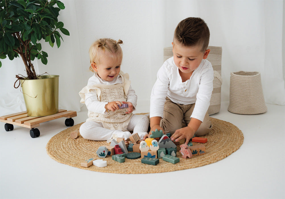 Holzbausteine „Dino“ – 50-teiliges Steck- & Bauset aus Holz