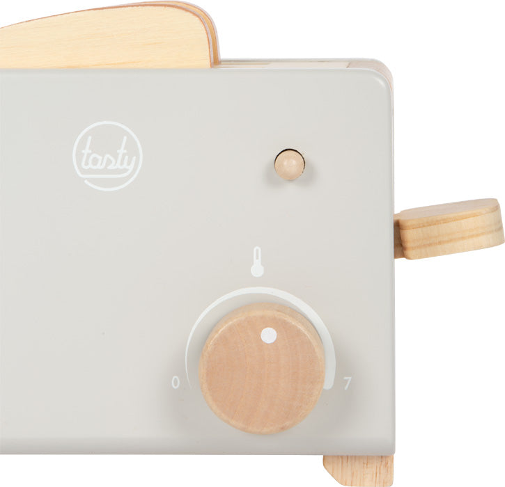 Toaster-Set Grau „Tasty“ – Holz-Spielzeugküche mit Zubehör