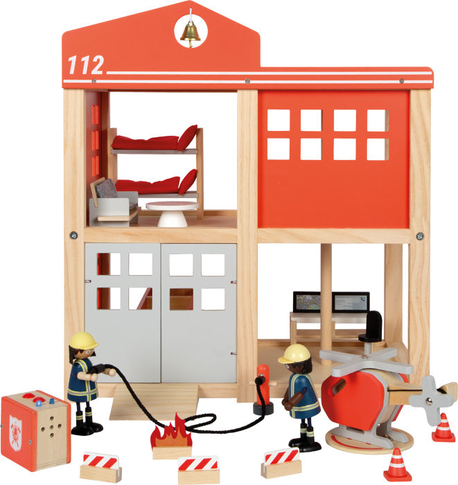 Große Feuerwache aus Holz mit Zubehör – spannende Einsätze im Kinderzimmer