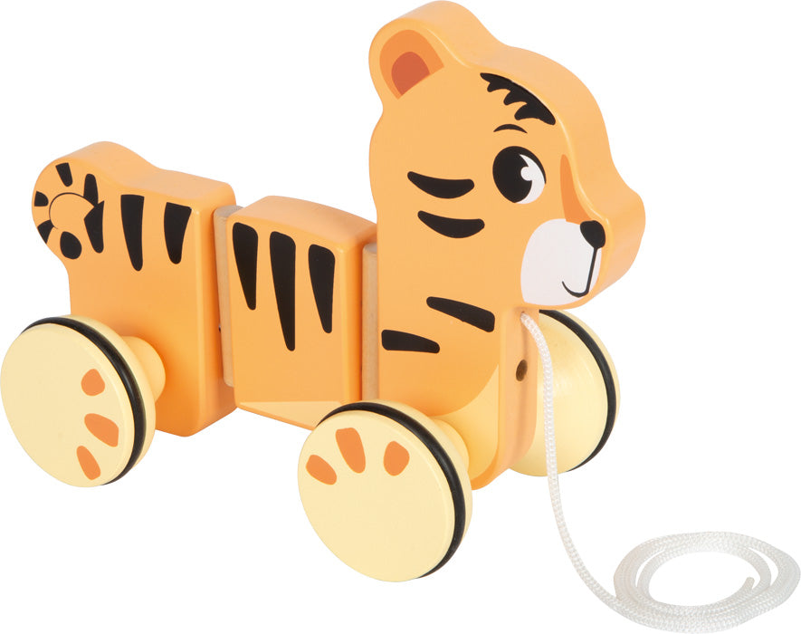 Nachziehtier „Tiger Safari“ aus Holz – Lauflernspielzeug für kleine Entdecker