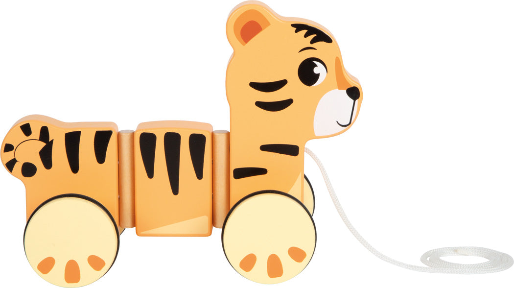 Nachziehtier „Tiger Safari“ aus Holz – Lauflernspielzeug für kleine Entdecker