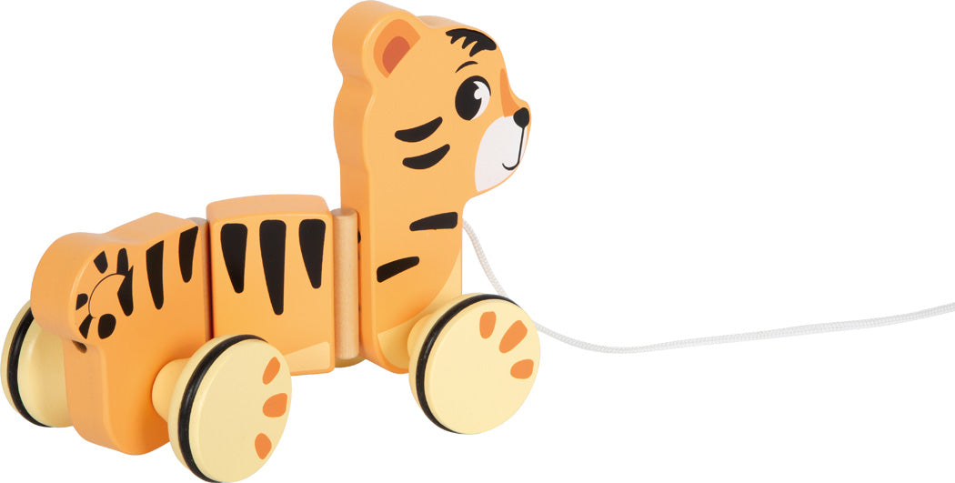 Nachziehtier „Tiger Safari“ aus Holz – Lauflernspielzeug für kleine Entdecker