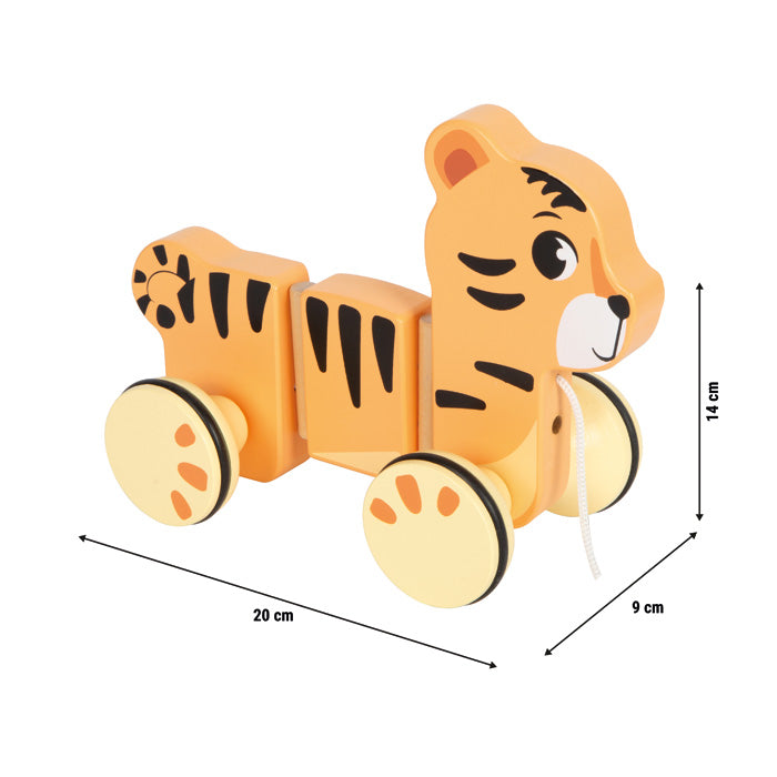 Nachziehtier „Tiger Safari“ aus Holz – Lauflernspielzeug für kleine Entdecker