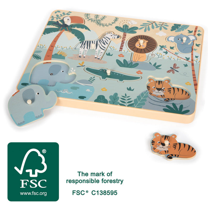 Setzpuzzle „Tierlaute Safari“ – Holzpuzzle mit Soundfunktion