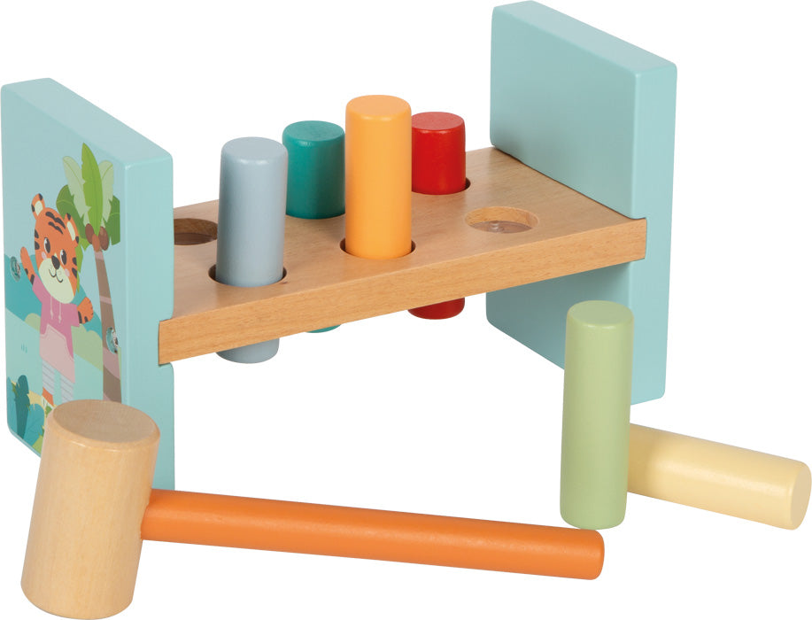 Klopfbank „Jungle Friends“ – motorisches Holzspielzeug für kleine Entdecker