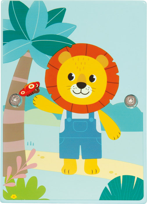 Klopfbank „Jungle Friends“ – motorisches Holzspielzeug für kleine Entdecker