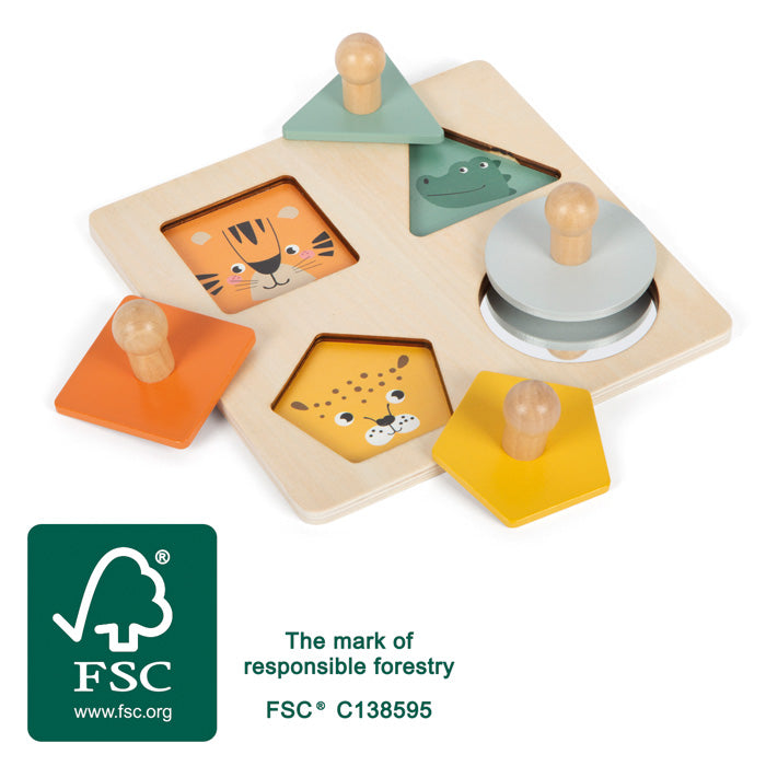 Montessori Setzpuzzle „Formen und Motive“ – Holzpuzzle für erstes Lernen