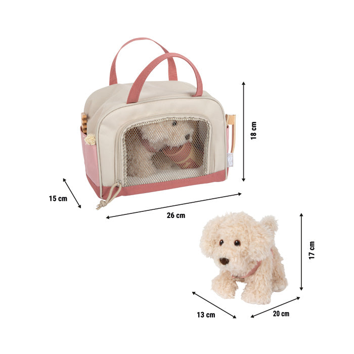 Hund mit Tasche und Pflege-Set Rosa – ein kleiner Vierbeiner zum Liebhaben