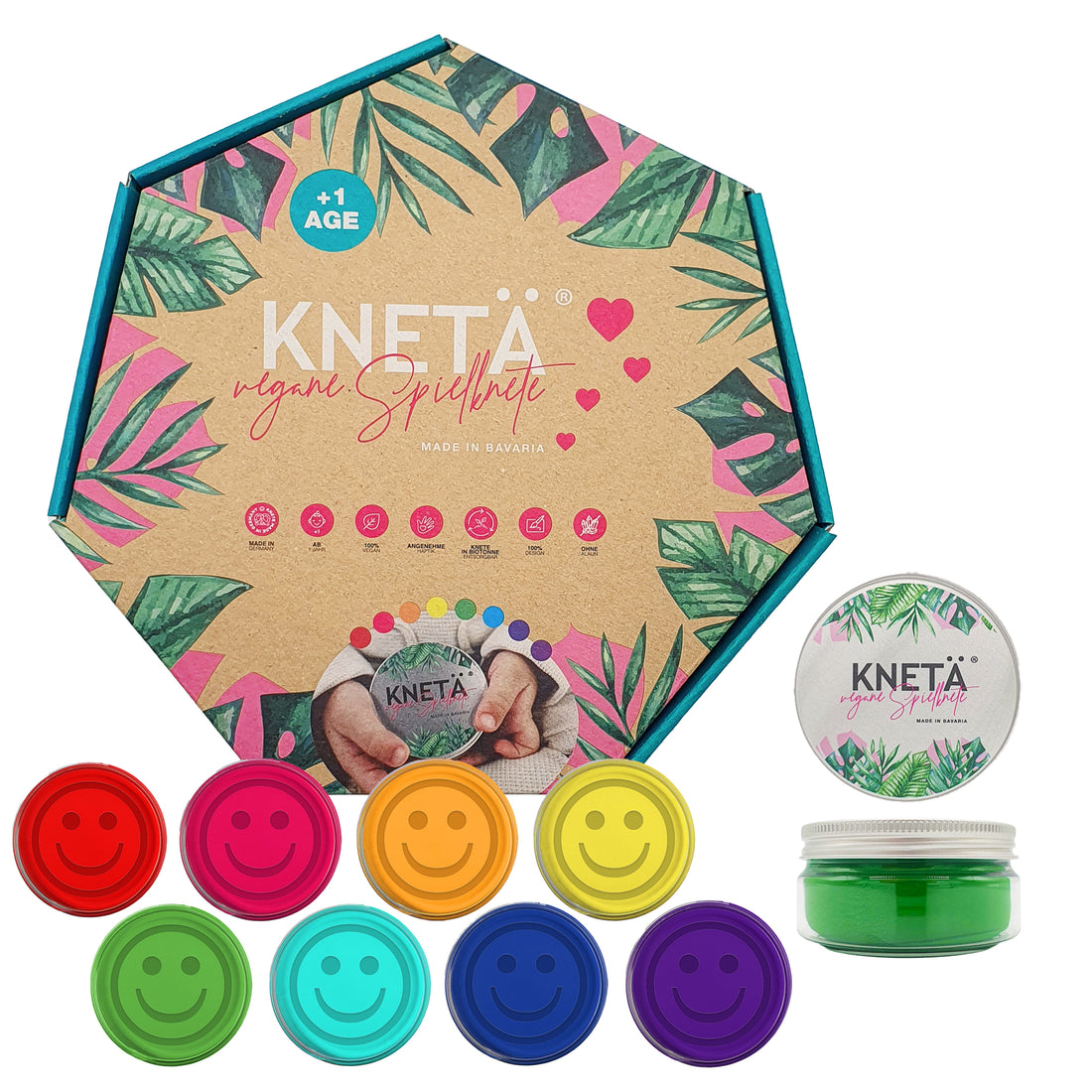 KNETÄ - 8er DOSEN SET (8x125g) - Premium-Knetmasse für kreatives Gestalten