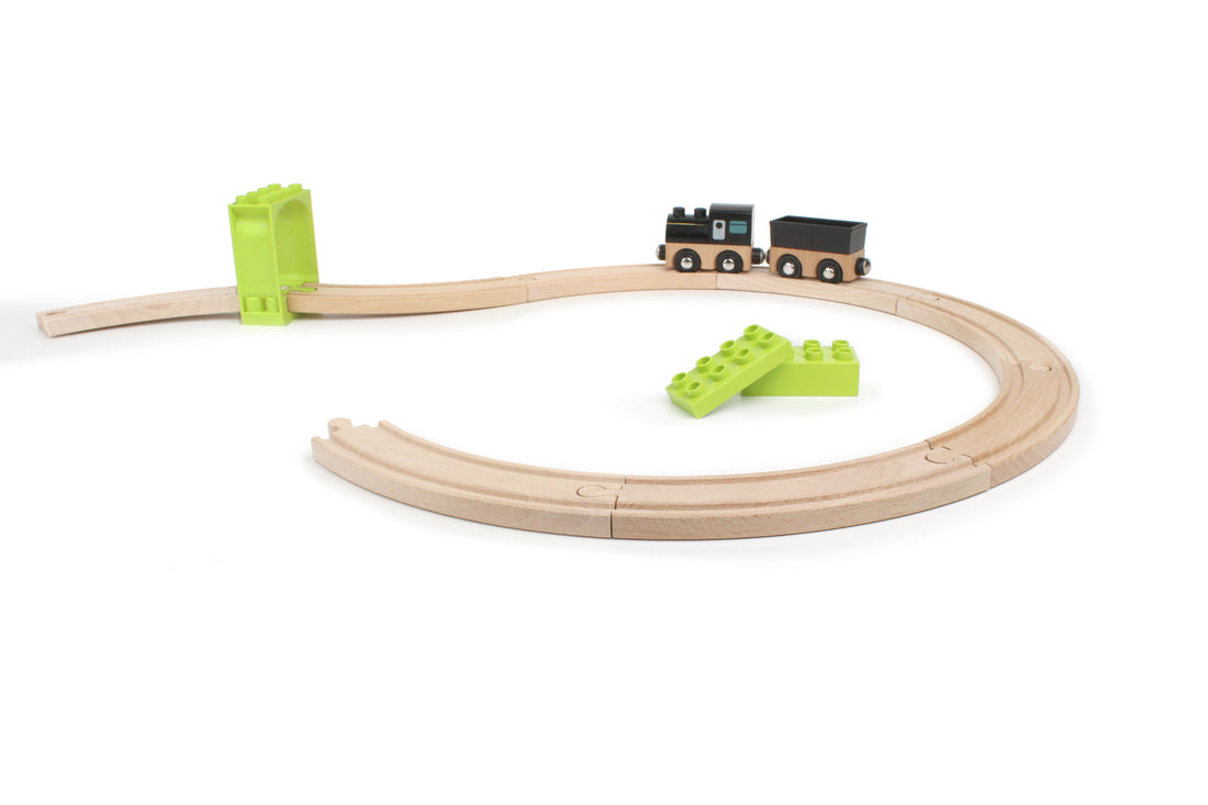 NOPPI Eisenbahn große Kurven – 8er Set Holzschienen-Zubehör