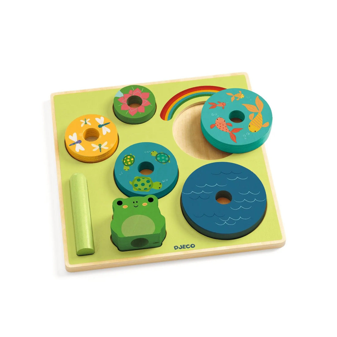 Djeco Stapelpuzzle „Rainbow“ – 2-in-1 Puzzle & Stapelspiel aus Holz