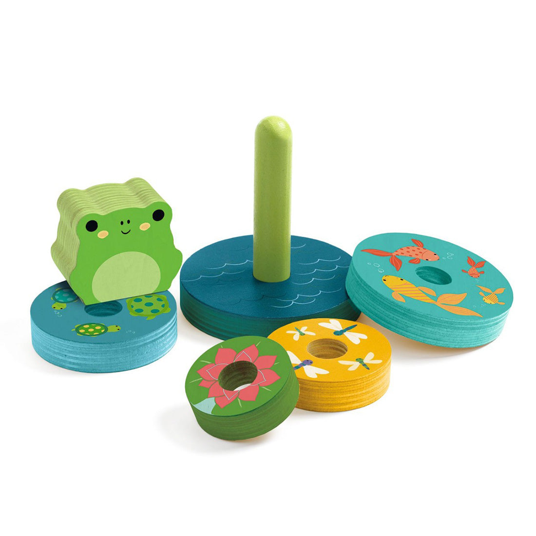 Djeco Stapelpuzzle „Rainbow“ – 2-in-1 Puzzle & Stapelspiel aus Holz