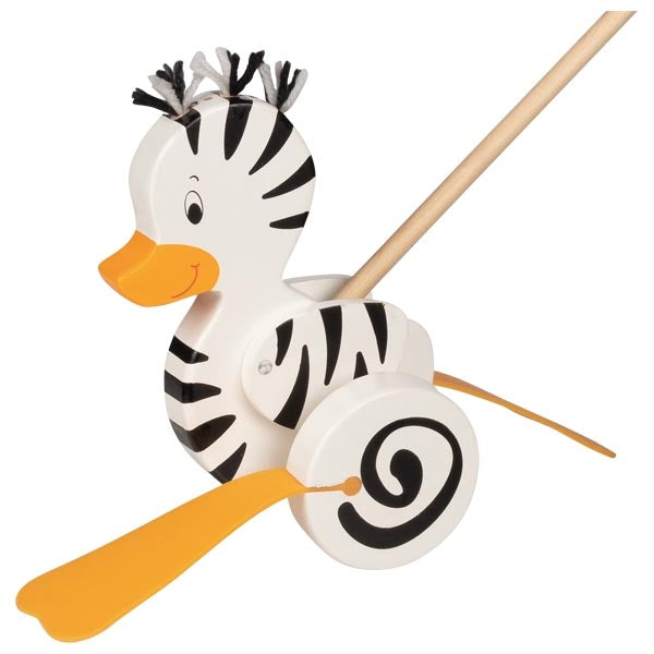 Schiebetier „Zebra & Ente“ aus Holz – Lauflernspielzeug mit Doppelspaß