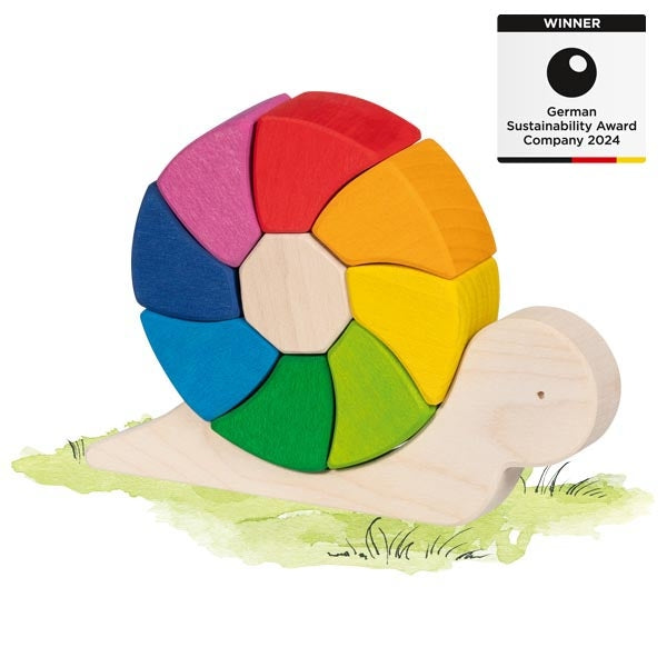 Bausteine „Kecke Schnirkelschnecke Pauline“ – Holz-Bauspielzeug mit Tiermotiv