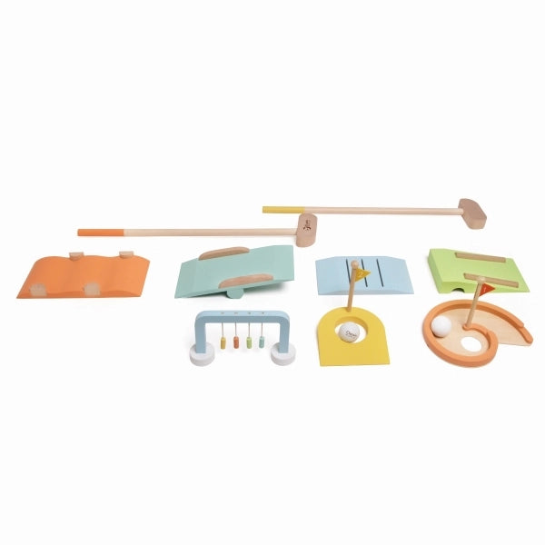 Mini-Golf-Set aus Holz – Spielspaß für drinnen und draußen