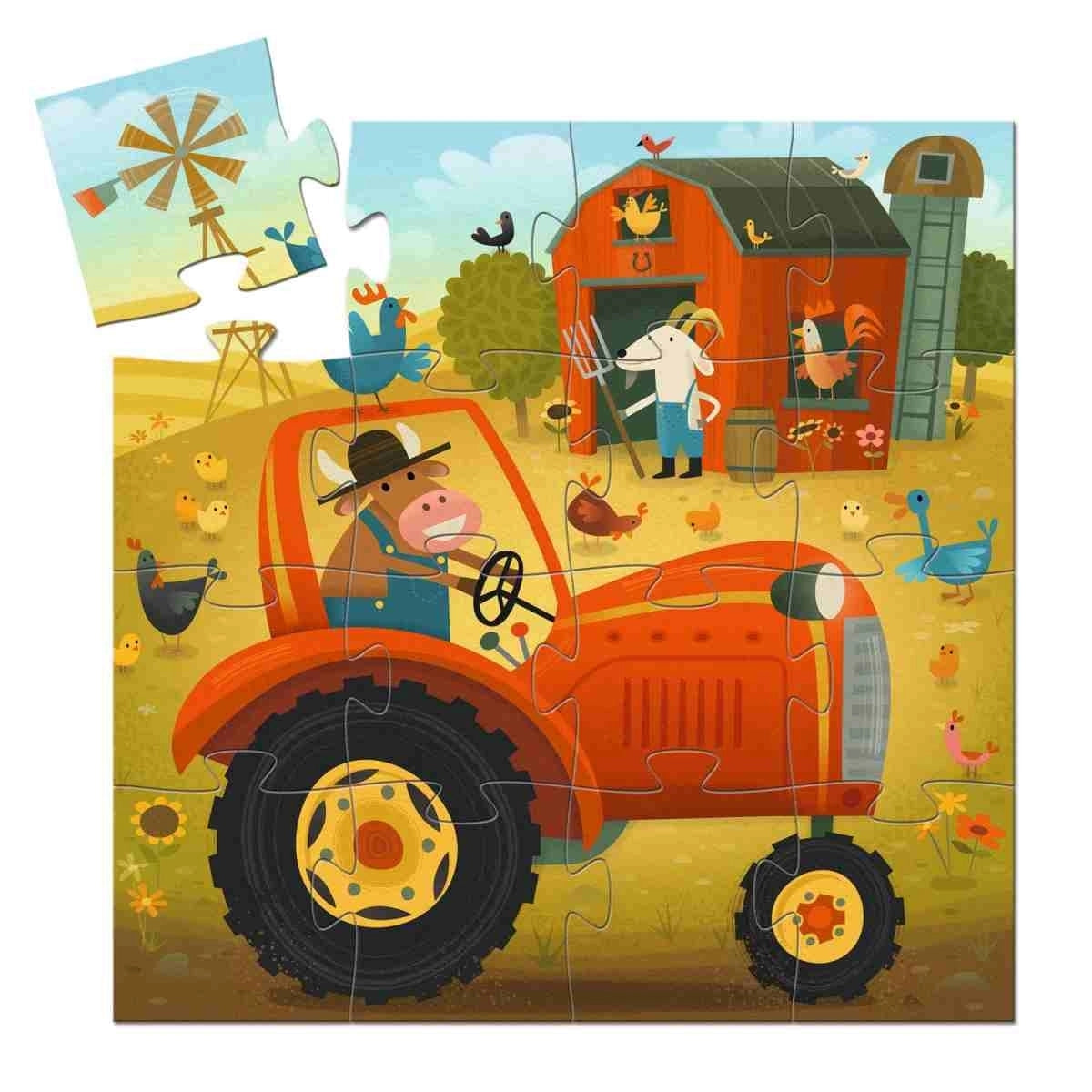 Puzzle „Traktor“ – 16-teiliges Holzpuzzle für kleine Fahrzeugfans