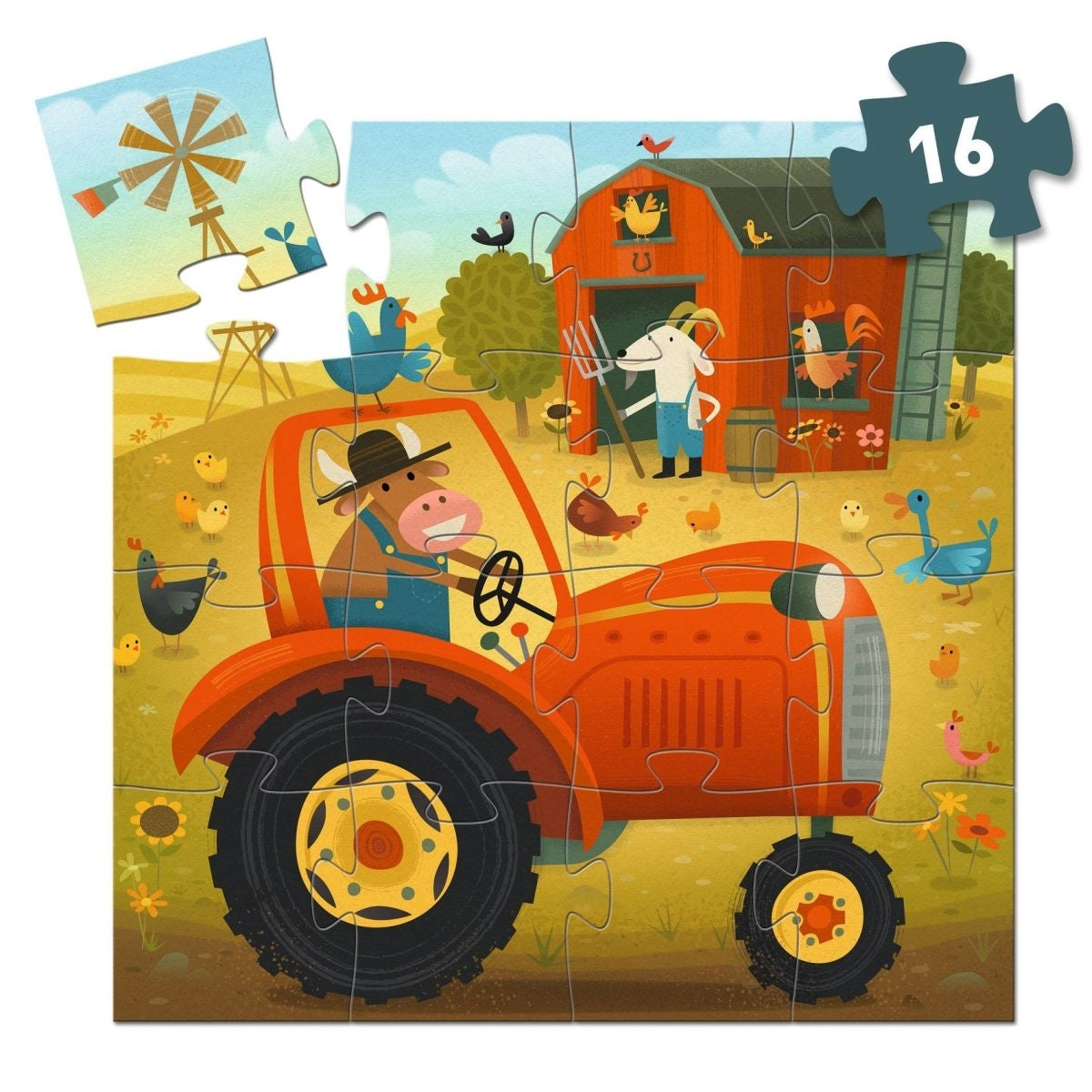 Puzzle „Traktor“ – 16-teiliges Holzpuzzle für kleine Fahrzeugfans