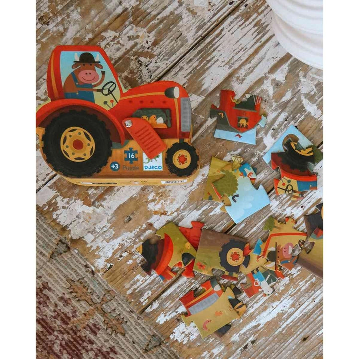 Puzzle „Traktor“ – 16-teiliges Holzpuzzle für kleine Fahrzeugfans
