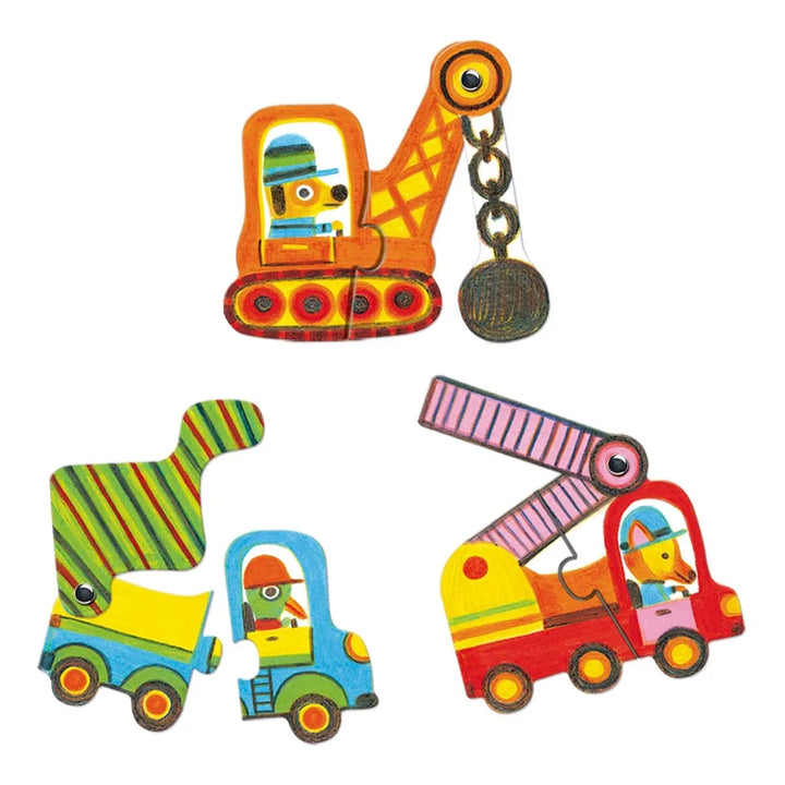 Puzzle Duo „Bewegte Fahrzeuge“ – 2-in-1 Lernspiel aus Holz