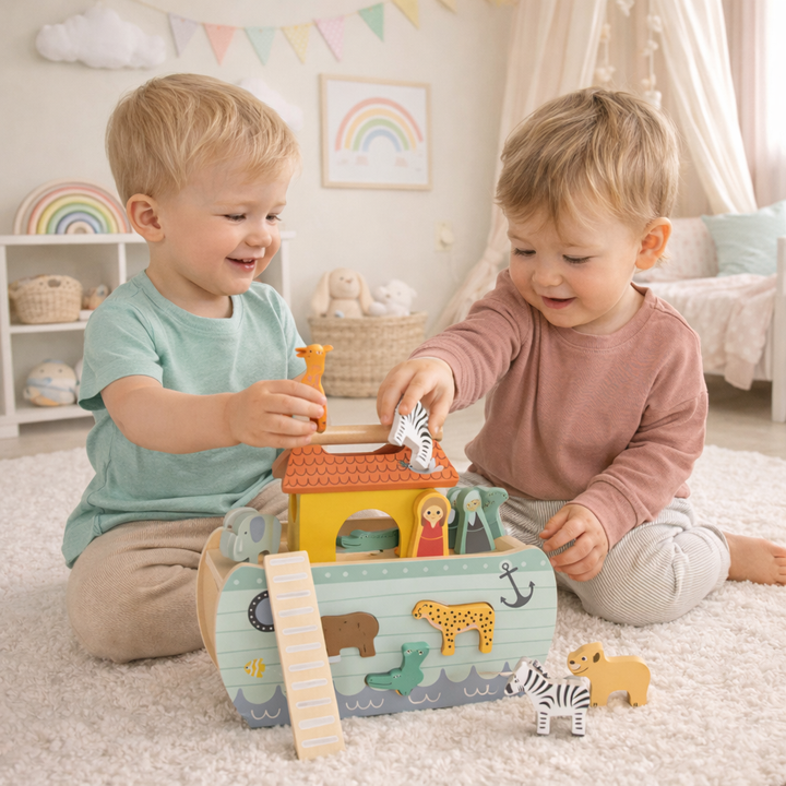 Steckspiel „Arche Noah Safari“ – Holzpuzzle für Motorik & Tierwelt-Spiel