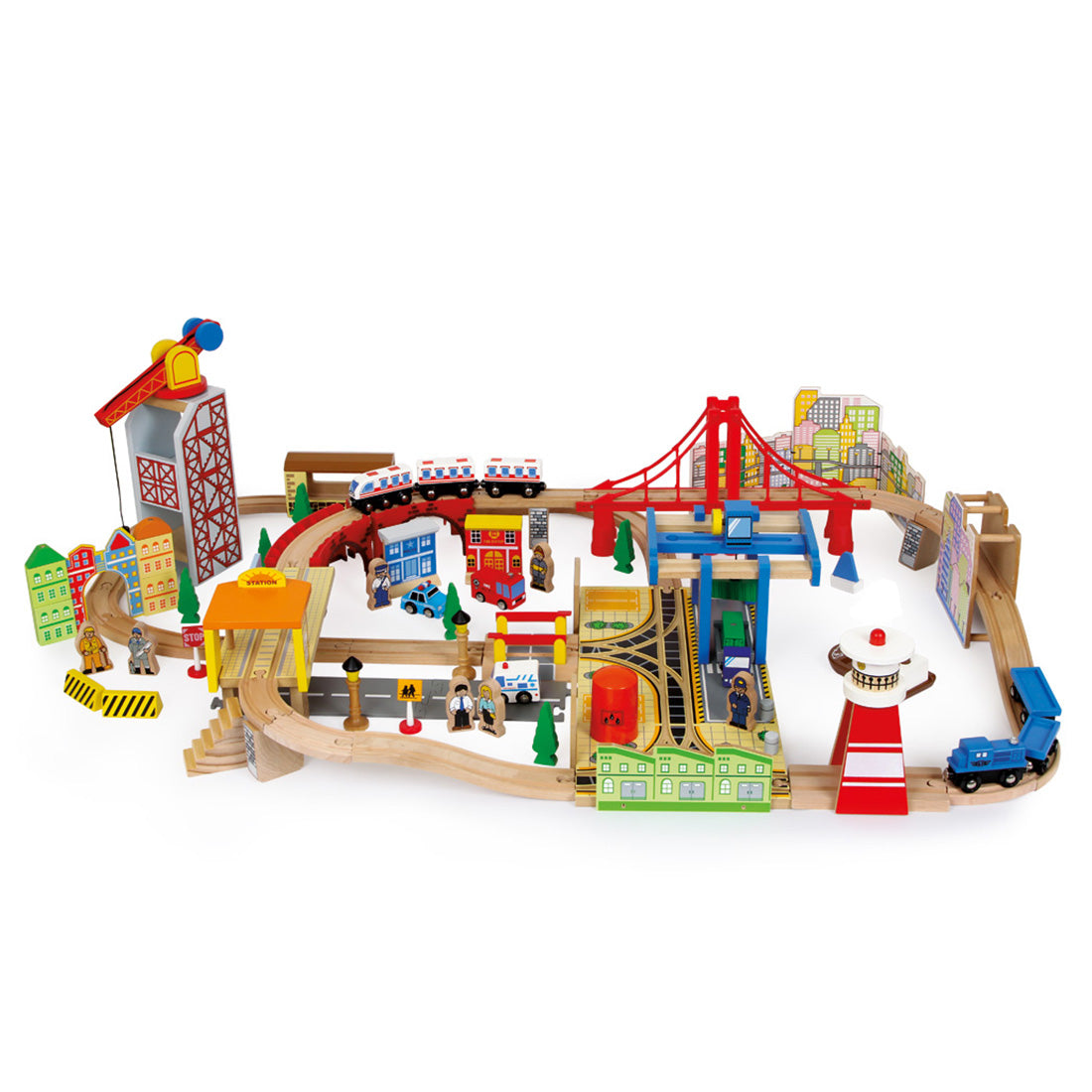 Holzeisenbahn-Set "Hafen"