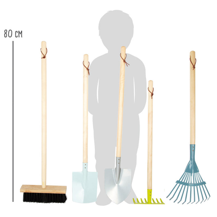 Großes Gartenwerkzeug-Set - Schaufel, Rechen, Eimer
