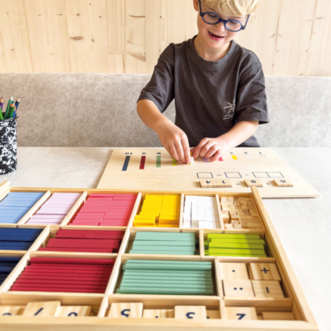 Lernbox Rechenstäbchen mit Zahlen "Educate"