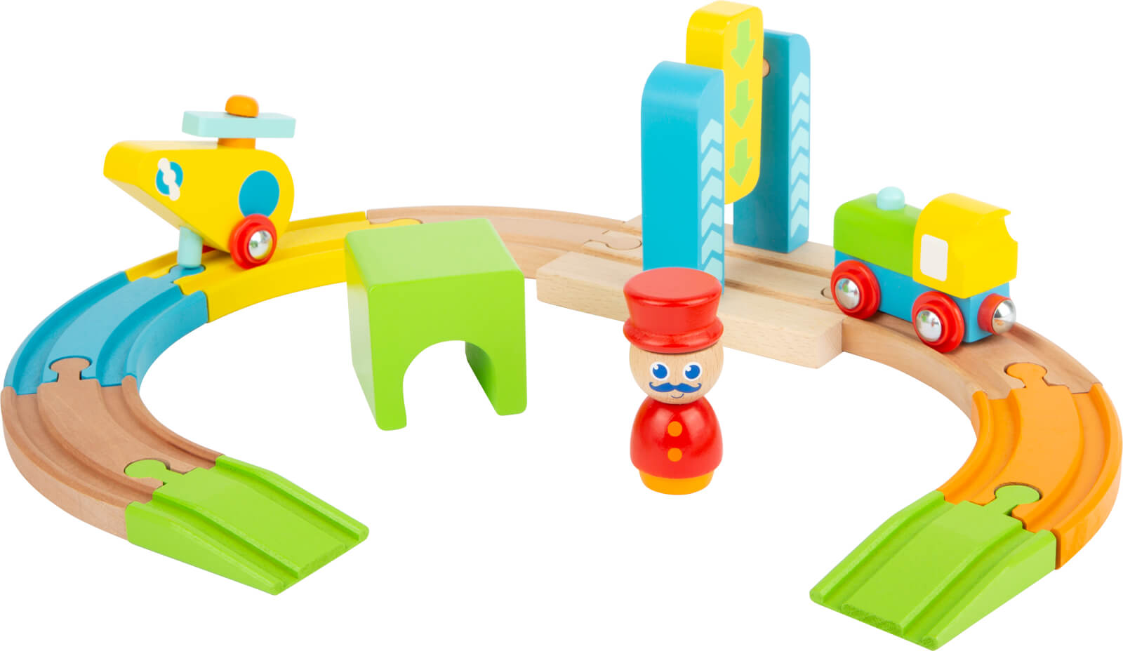 Eisenbahnset inklusive Hubschrauber aufgebaut von Spielspecht