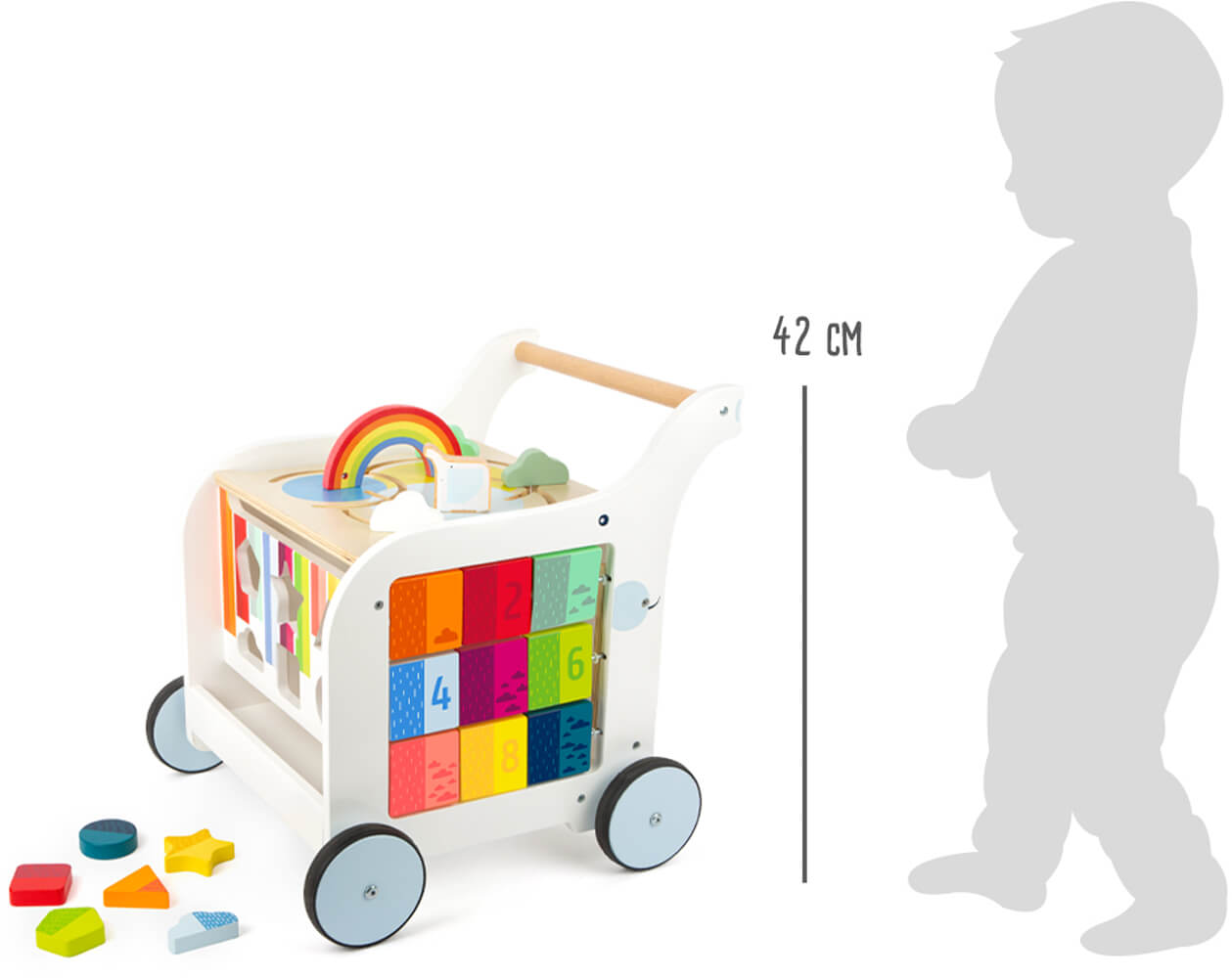 Lauflernwagen Regenbogen Größenskizze von Spielspecht
