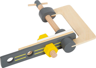 Holzschraubzwinge mit festgeklemmtem Objekt