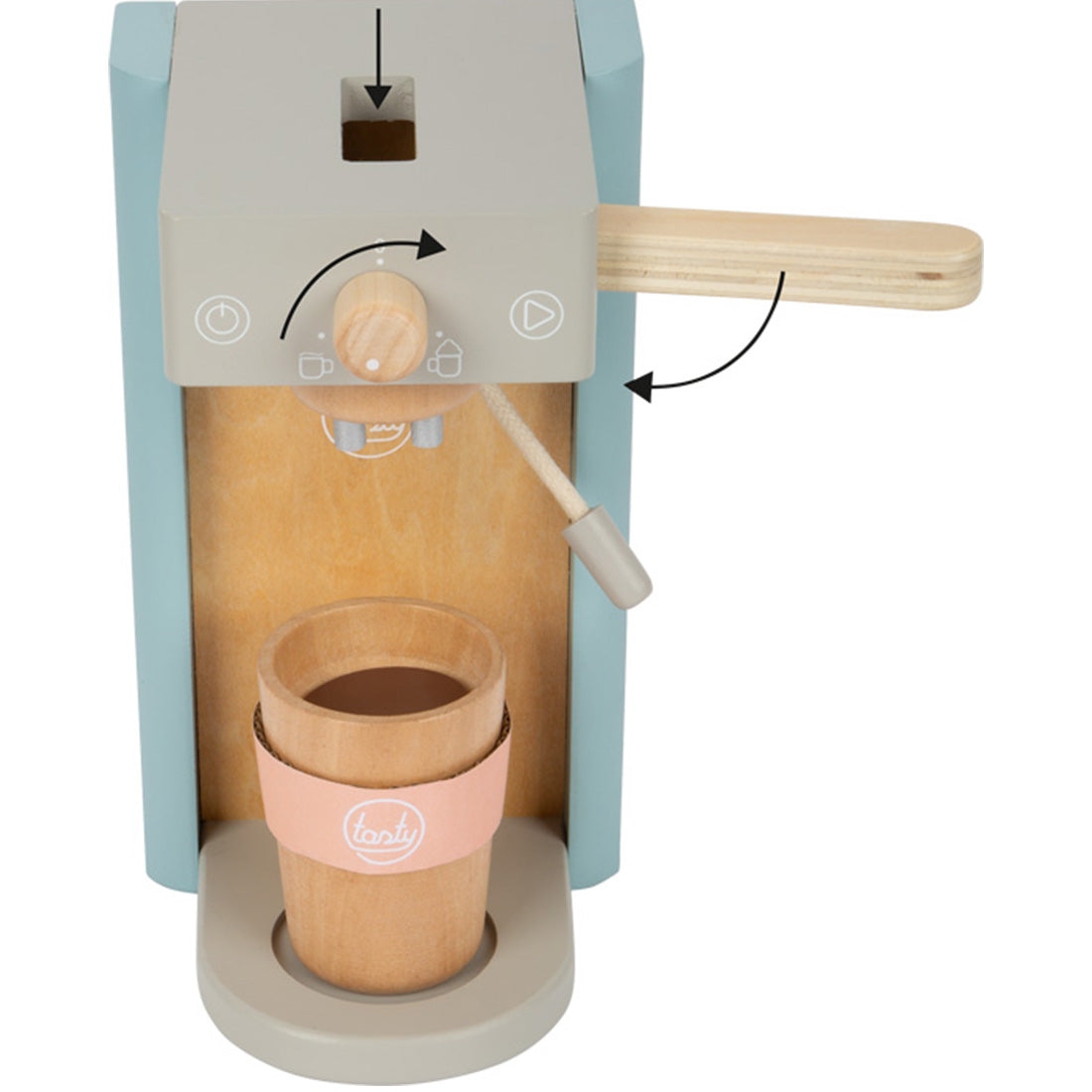 Kaffeemaschinen-Set „Tasty“ – Holz-Kaffeemaschine für die Kinderküche