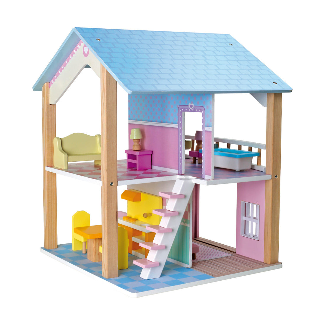 Puppenhaus "Pastell" mit 2 Etagen
