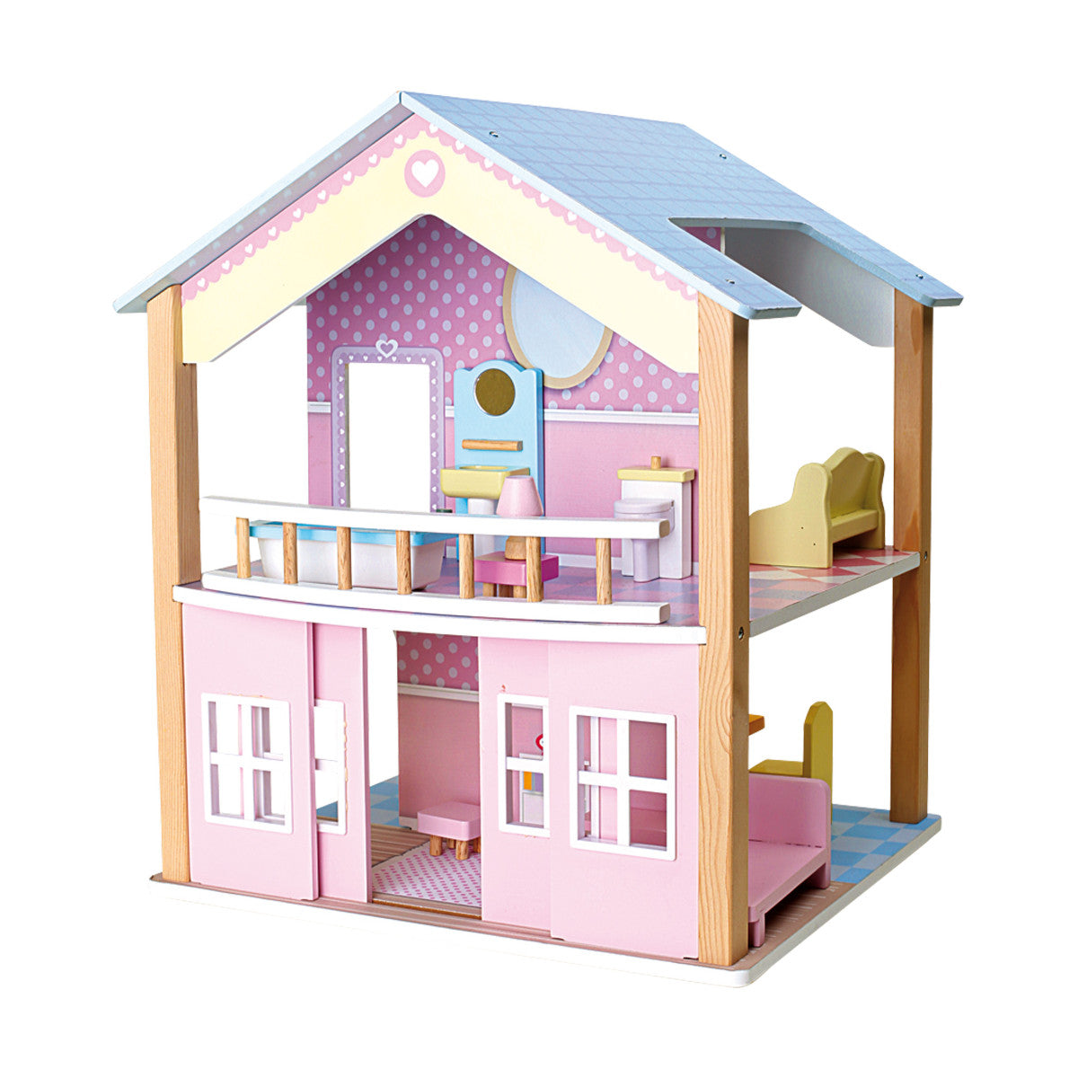 Puppenhaus "Pastell" mit 2 Etagen