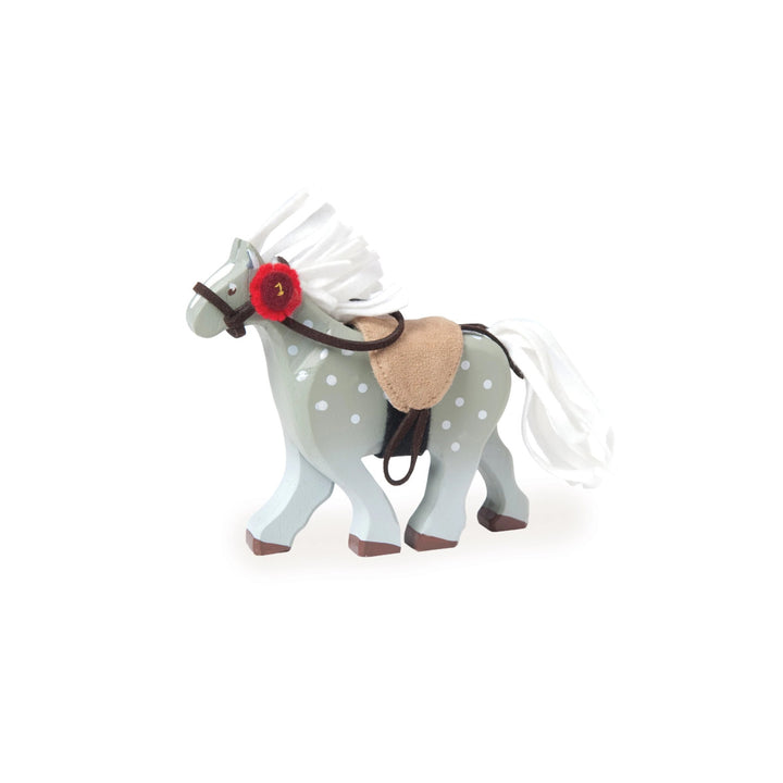 Graues Reitpferd aus Holz