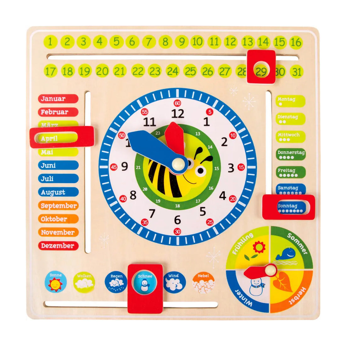 Lerntafel Datum, Uhr- &amp; Jahreszeiten DE