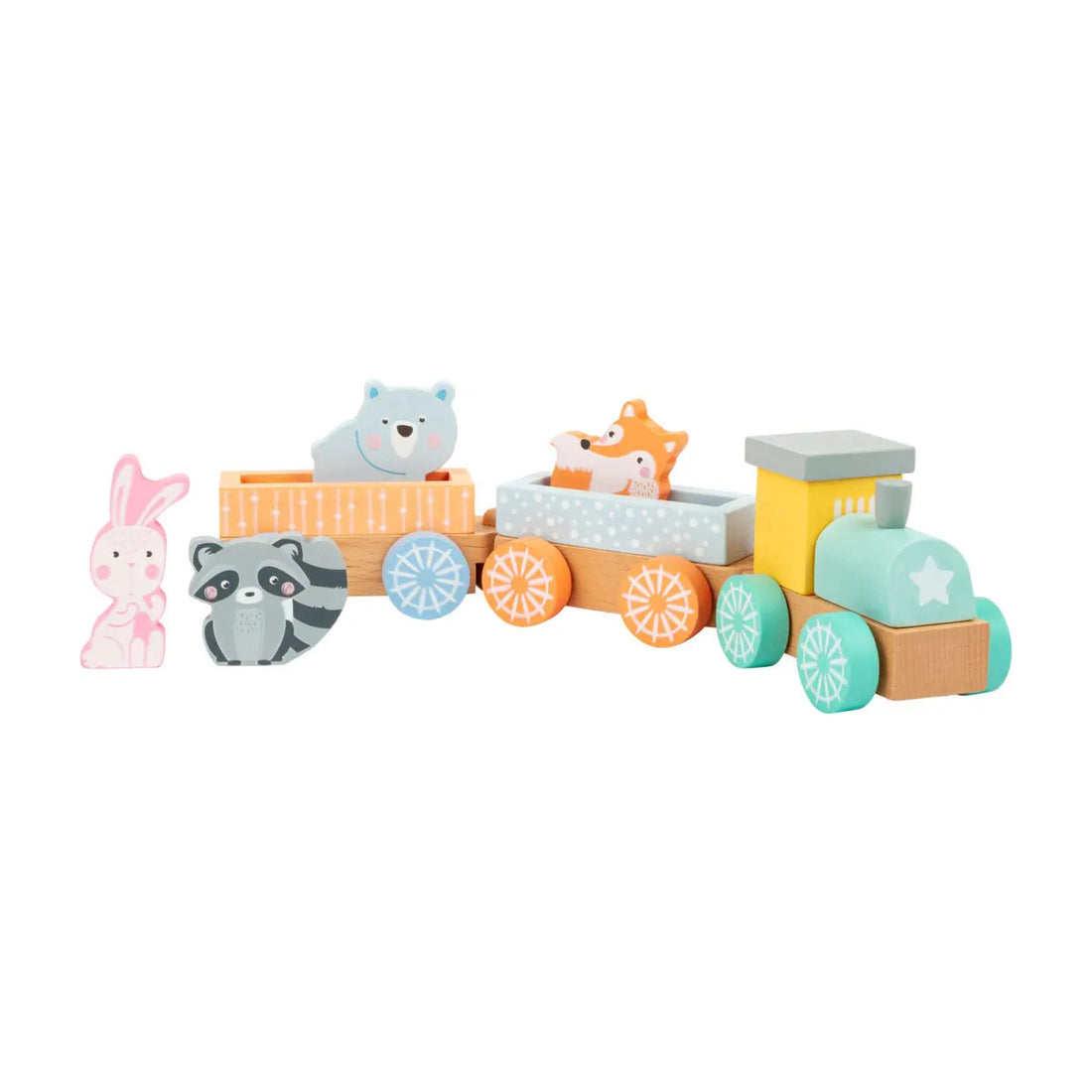 Holzeisenbahn Pastell mit Tieren von Spielspecht